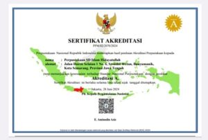 Perpustakaan SD Islam Hidayatullah Semarang Raih Akreditasi A dari Perpustakaan Nasional